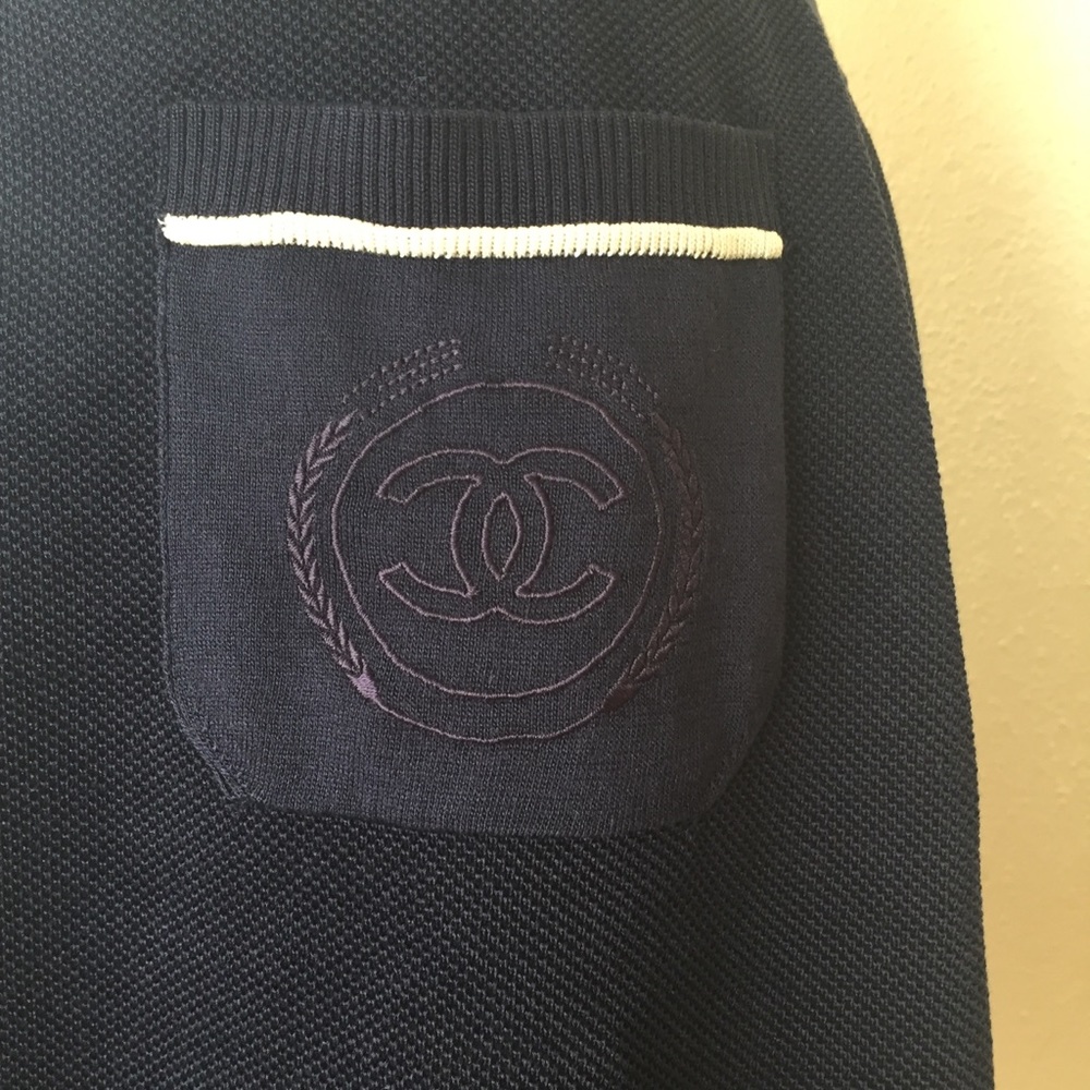 Chanel Navy CC A-line Skirt - Picture 2 of 8